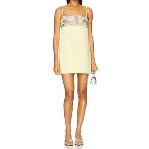 NEW RETROFETE lark embroidered dress in yuzu